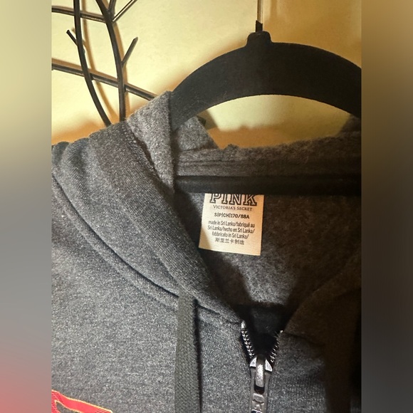 Pink Victoria's Secret Full Zip Grey Red Plaid Jacket Womens Small - Picture 4 of 6